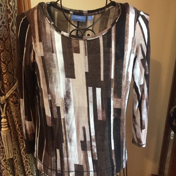 Simply Vera wang long sleeve brown & cream top - Picture 5 of 6